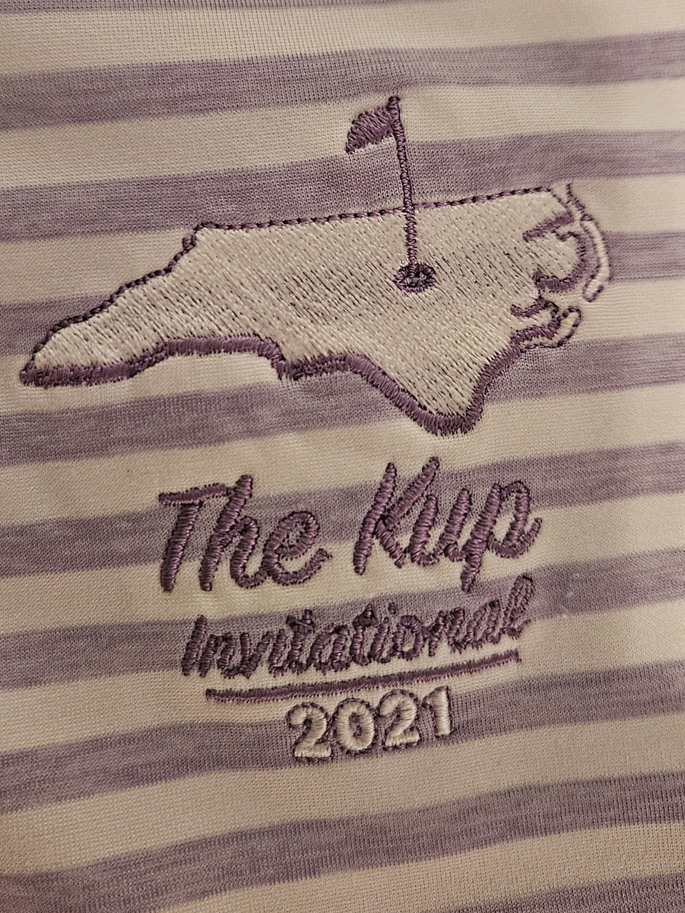 STITCH Golf Men's Striped Polo Medium NC Kup Invitational